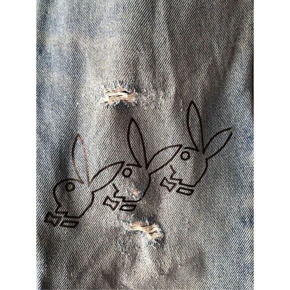 Lee Regular Fit Hand Painted Graffiti Vulgar Mickey and Minnie Jeans Size 32 - Picture 6 of 15